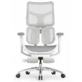 Кресло с подножкой FALTO SCALA OFFICE (разделенный поясничный упор, сетка, каркас белый, серый)