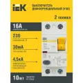 Выключатель дифференциального тока (УЗО) 2п 16А 30мА тип A ВД1-63, IEK MDV11-2-016-030 (1 шт.)