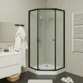 Душевой уголок Ceruttispa C3AB (90x90x195), без поддона, профиль черный, стекло серое