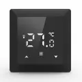 Термостат с датчиком пола непрограммируемый, 16A, размер накладки 55х55мм, цвет стекло черное