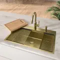 Кухонная мойка Lemark IORDANA 780 прямоугольная из нержавеющей стали цвет: Светлое золото