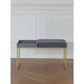 Банкетка золотая для прихожей, спальни, велюр Light blue, 850*400*450, ALBA BOX, GreyBox