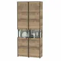 Два шкафа-пенала с витриной с подсветкой Трувор, цвет дуб гранж песочный/интра, ШхГхВ 89,6х37х210 см, универсальная сборка