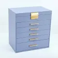 Шкатулка для хранения ювелирных изделий, искусственная кожа, с зеркалом, 6 ярусов, 5 ящиков