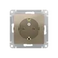 Розетка с заземлением шампань Atlas Design, 10 шт, Schneider Electric/Systeme Electric ATN000543