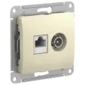8 шт. Systeme Electric Glossa Бежевый Розетка двойная TV + компьютерная RJ45, кат. 5Е, GSL000289