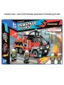 Конструктор машина со спасателями, имитация тушения пожара и 2 человечками, 432 детали, Пожарная Служба, Bondibon