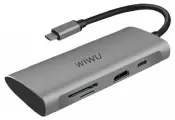 Переходник - Хаб WiWU Alpha 731HP Type C to x3 USB 3.0, Type C, HDMI, Cardreader 7 in 1 Adapter Grey