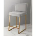 Барный стул Johny Wood для визажиста, серый / золото, для салона и домашнего использования на металлическом основании