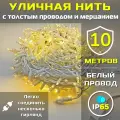 Гирлянда уличная 10м ip65 с мерцанием и толстым проводом (Белая/Теплая)