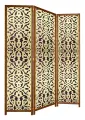 Ширма Индия - 3 секции. Легкая тканевая перегородка с орнаментом в каркасе Венге от бренда ширмы. РФ. Высота 180см.