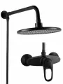 Душевой гарнитур с тропическим душем диаметром 22 см и однорычажным смесителем, цвет черный матовый