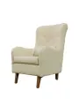 Кресло мягкое Нео Кантри экокожа айвори на деревянных ножках с высокой спинкой светло-бежевого цвета