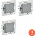Выключатель IEK / ИЭК SKANDY SK-V04Gr, 10А IP20 скрытой установки серый двухклавишный SK-V20-0-10-K03 / переключатель (комплект из 3 шт)