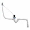 Сифон/слив для ванны прям. 1.1/2х40 (вып. с нерж. реш, с пер.60 см, с пробкой и цеп.), с гибким соединением (гофротруба) 40х40/50