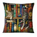 Подушка декоративная Кот Василий библиотекарь 40х40 велюр