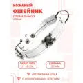 Кожаный ошейник с декоративными черепами (обхват шеи 21-28 см.) для маленьких собак / Белый