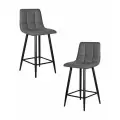 Набор 2 шт. Стул полубарный DOBRIN OLIVIA, LML-8078-1, черные матовые ножки, серая антрацитовая винтажная экокожа (RU-08)