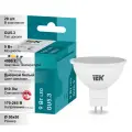 (20 шт.) Светодиодная лампочка IEK MR16, мощность 9 Вт, напряжение питания 220 В, цветовая температура 4000 К, нейтральный белый свет, световой поток 810 Лм, цоколь GU5.3, размер 50х50 мм