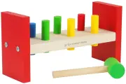 Развивающий деревянный набор Краснокамская игрушка Стучалка, со столбиками и молоточком