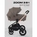 Коляска детская универсальная MOWBaby ZOOM 3в1 RA087, реверсивный прогулочный блок Gold Cacao Brown