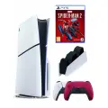 PS5 (ПС5) Игровая приставка Sony PlayStation 5 Slim disc + 2-й геймпад(красный) + зарядное + игра Spider-Man2