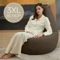 Кресло мешок Laavi Home кресло груша, размер ХXXL, мебельный велюр, горький шоколад