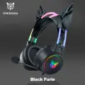 Игровые наушники ONIKUMA X15 pro Black Furie черные с оленьими ушками и подсветкой