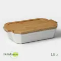 Форма для запекания BellaTenero, 1.6 л, 31×19×7.5 см, с бамбуковой крышкой, керамика, белая