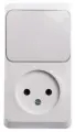 Блок ОП Этюд (1-м розетка без заземления + 1-кл. выкл.) бел. SchE BPA16-204B (4шт. в упак.)