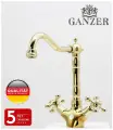 Смеситель для кухни из латуни с поворотным изливом Ganzer GZ09022-E золото
