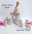 Винтажный набор для напитков: штоф, стопки. Советский набор Рыбки. Фарфоровый комплект для водки