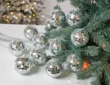 Набор ёлочных шаров серебряное диско, стекло, 8 см, 12 шт, Koopman International AAE130020-набор