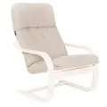 Кресло Мебелик Сайма для дома и офиса, мягкое ткань латте, каркас береза белая