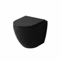 Унитаз подвесной Grossman GR-4455BMSQ (485х360х320) безободковый, черный матовый с тонкой крышкой, микролифт, смыв торнадо,1 место