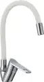 Смеситель для кухни РМС SL137W 016F с гибким изливом, хром, белый, глянцевый, однорычажный, с керамическим картриджем
