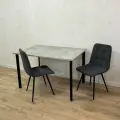 Кухонный стол 130*80 см. Бетон светлый. Черные ножки