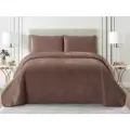 Велюровое покрывало Cleo VELLUTO евро макси 230х250, покрывало на кровать и диван с двумя наволочками, коричневое