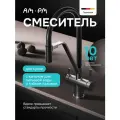 Смеситель для кухни с гибким изливом AM.PM Func, силикон и латунь, цвет черный/сатин
