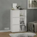 Стеллаж напольный 102,4х29,3х70см белый с дверцами для книг игрушек в гостиную детскую ванную комнату Кео СТЖ-300
