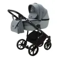 Коляска универсальная Adamex Bibione LUX 3 в 1, BI-PS72 - серо-зеленая, зеленая кожа