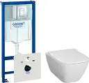Комплект Унитаз подвесной Geberit Smyle Square 500.683.01.1 с крышкой-сиденьем с микролифтом / Система инсталляции для унитазов Grohe Rapid SL 387720