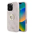 Guess чехол с кольцом-держателем для iPhone 16 Pro Max, PU-кожа с узором 4G розовый