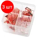 Комплект 3 наб, Набор канцелярский Deli 78551.4отд.(кнопки, скрепки, зажимы), роз. зол
