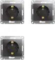 Механизм розетки Schneider Electric Glossa с заземлением графит (комплект из 3 шт)
