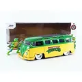 Машинка Jada Toys Teenage Mutant Ninja Turtles 1:24 1962 Volkswagen Bus Die-cast Car with 2.75 Leonardo Figure, Детские игрушки, подарки для коллекци+онеров