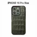 Чехол для IPhone 16 Pro Max чёрный матовый текстура крокодила