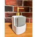 Кухонный диспенсер Kitchen для моющего средства , дозатор для мыла с губкой, белый c золотым дозатором