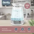 Чайник электрический Domfy DSW-EK505. Высокая мощность 3000Вт. Увеличенный объем 1.8л. Высокая скорость закипания. белый/прозрачный (стекло)