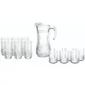 Набор питьевой из прозрачного стекла «Брайтон» 13 предметов, кувшин и стаканы с рельефным узором